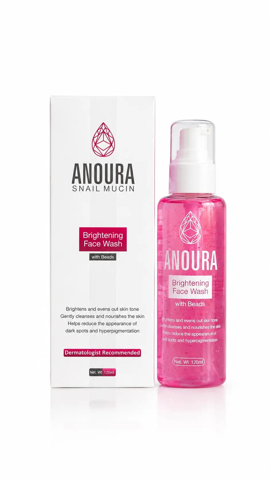 Anoura Snail Mucin Glow Face Wash | Vitamin E Beads + Deep Clean, 120ml